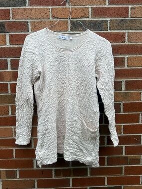Habitat Cream Cotton Linen Textured Tunic Sweater Top Size Small
